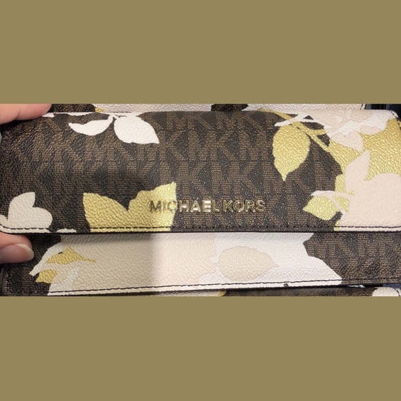 MICHAEL Michael Kors Handbags - Michael Kors Jet Set Flat Wallet Brown Floral